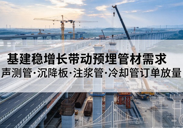 松原基建稳增长带动预埋监测管材需求，声测管、沉降板、注浆管订单持续放量